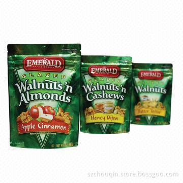 High-barrier Stand-up Zipper Resealable Bags with Printing, Made of PET/PE, Used for Food Packing
